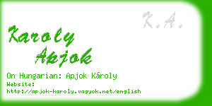 karoly apjok business card