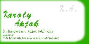 karoly apjok business card